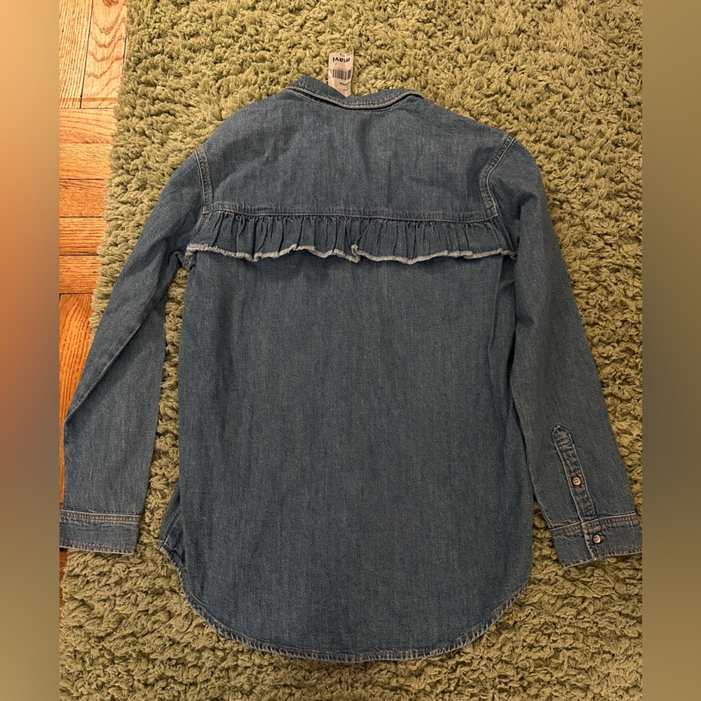 NWT Mavi Jeans Denim Western Ruffle Button Down Shirt Size Small - Picture 8 of 8